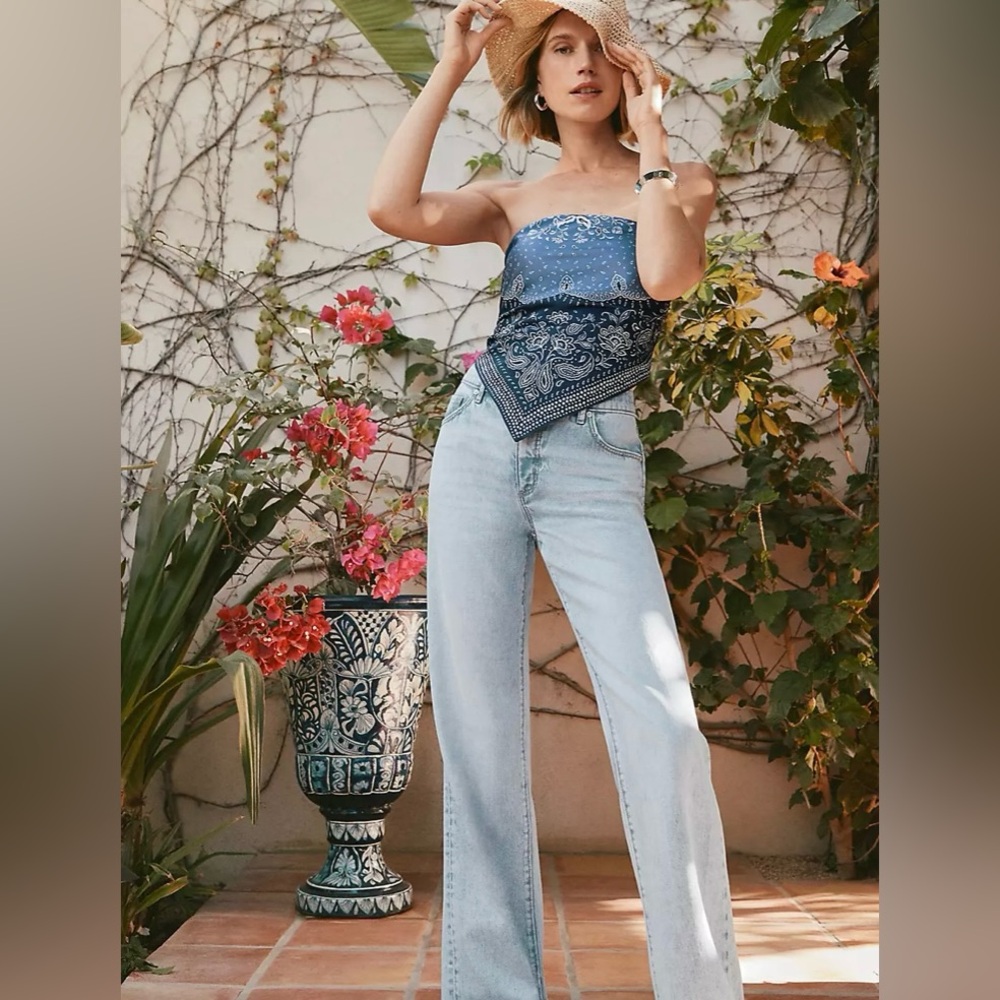 LOFT High Rise Straight Light Blue Denim